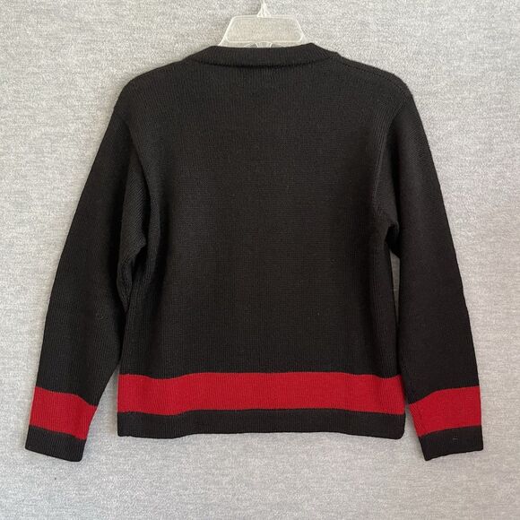 Bolivia Alpaca Wool Boho Open Cardigan Sweater Size S Black Red Artsy Embroidery - Picture 11 of 15